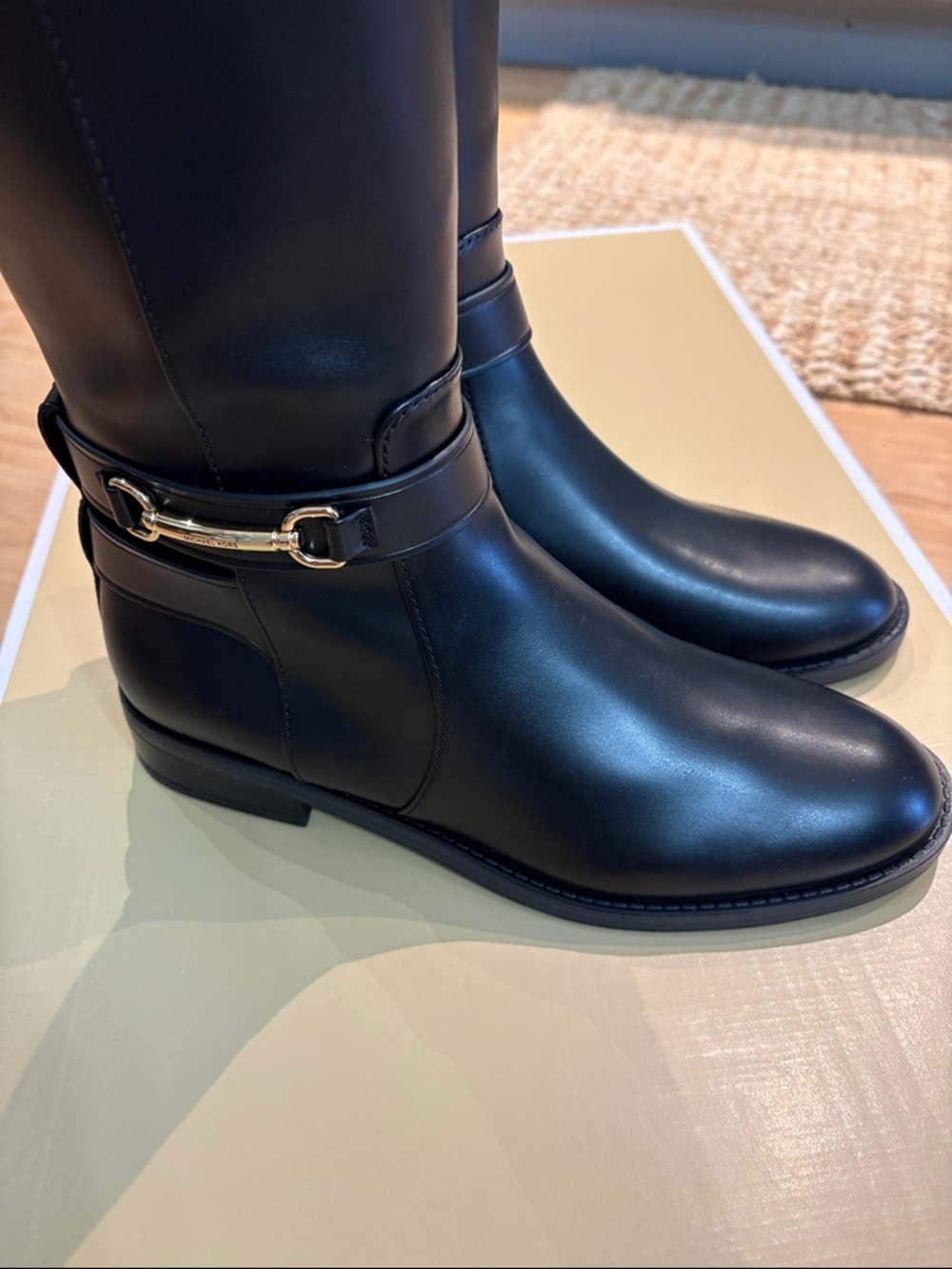 Michael Kors Black Women's Riding Boots with Gold Hardware - Picture 5 of 9